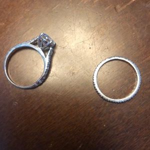 Cubic zirconia engagement and wedding band set.